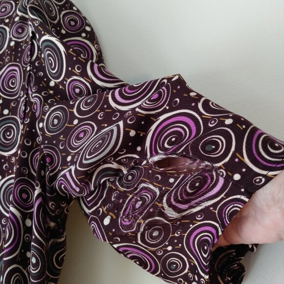 Handmade Mennonite Cape Dress 40"B 37"W Brown Purple Swirl AS IS - Picture 4 of 10